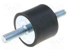 Vibration damper; M6; Ø: 25mm; rubber; L: 20mm; Thread len: 18mm ELESA+GANTER
