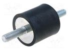 Vibration damper; M6; Ø: 25mm; rubber; L: 25mm; Thread len: 18mm ELESA+GANTER