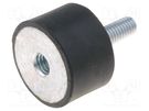 Vibration damper; M6; Ø: 25mm; rubber; L: 15mm; Thread len: 18mm ELESA+GANTER