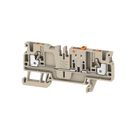 Test-disconnect terminal, PUSH IN, 2.5 mm², 500 V, 20 A, Pivoting, Cross-disconnect: without, Integral test socket: Yes, TS 35, dark beige Weidmuller
