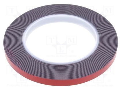 Tape: fixing; W: 9mm; L: 5m; Thk: 1100um; double-sided; acrylic; black AFTC AFTC-6411-9MM-5M