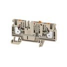 Test-disconnect terminal, PUSH IN, 4 mm², 500 V, 24 A, Pivoting, Cross-disconnect: without, Integral test socket: Yes, TS 35, dark beige Weidmuller