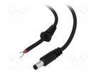 Cable; 2x1mm2; wires,DC 5,5/2,5 plug; straight; black; 1.5m BQ CABLE