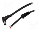 Cable; 2x1mm2; wires,DC 5,5/2,5 plug; angled; black; 2.5m BQ CABLE
