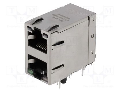 Socket; RJ45; PIN: 8; shielded,double,with LED; Layout: 8p8c; THT BEL FUSE 0845-2R1T-E4
