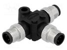 T adapter; M12 male x3; A code-DeviceNet / CANopen; PIN: 4; IP68 AMPHENOL LTW