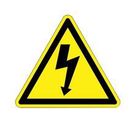 ELEC SAFETY SIGN, 50X40.9MM, BLK/YEL