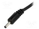 Cable; 2x1mm2; wires,DC 1,3/3,5 plug; straight; black; 1.5m BQ CABLE