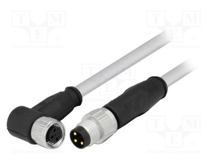 Cable: for sensors/automation; M8-M8; male; female; PIN: 3; plug HARTING 21348083380100