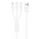 Foneng X80 3in1 USB to USB-C / Lightning / Micro USB Cable, 100W, 1.2m (White), Foneng