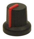 SOFT TOUCH KNOB, BLACK/RED, 16MM