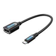 Adapter cable OTG micro USB male to USB-A female Vention CCUBB 2A 0.15m (Black), Vention