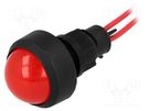 Indicator: LED; prominent; red; 230VAC; Ø13mm; IP20; leads 300mm ELPROD