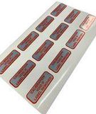 LABEL, 40MMX15MM, POLYESTER, RED/SILVER