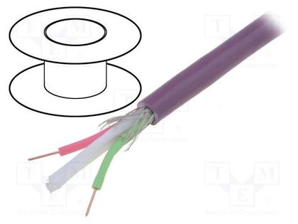 Wire; PROFIBUS; 1x2x22AWG; solid; Cu; PVC; violet; 500m; CPR: Eca BELDEN 70101E