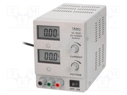 Power supply: laboratory; single-channel,linear; 0÷18VDC; 0÷3A AXIOMET AX-1803D