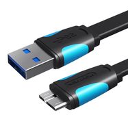 Flat USB 3.0 A to Micro-B cable Vention VAS-A12-B100 1m Black, Vention