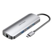 USB-C Docking Station to HDMI, 3x USB3.0, RJ45, SD, TF, PD 0.15m Vention TOKHB (gray), Vention