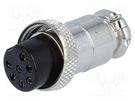 Plug; microphone; female; PIN: 7; for cable; straight; 6mm CLIFF