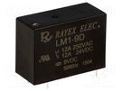 Relay: electromagnetic; SPDT; Ucoil: 9VDC; Icontacts max: 12A; PCB Recoy/RAYEX ELECTRONICS