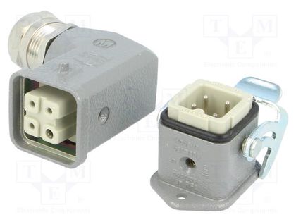 Connector: HDC; male + female; plug + socket,complete set; PIN: 4 HARTING 10200030005
