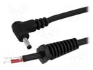 Cable; 2x1mm2; wires,DC 1,3/3,5 plug; angled; black; 1.5m BQ CABLE