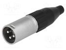 Plug; XLR; male; PIN: 3; straight; for cable; soldering; 133V; 15A AMPHENOL