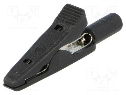 Crocodile clip; 15A; 60VDC; black; Grip capac: max.4mm; 930317800 HIRSCHMANN T&M MA1SW