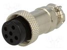 Plug; microphone; female; PIN: 6; for cable; straight; 6mm CLIFF