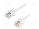 Cable: telephone; RJ11 plug,both sides; 5m; white BQ CABLE