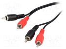 Cable; RCA plug x2,both sides; 10m; black BQ CABLE