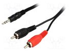 Cable; Jack 3.5mm plug,RCA plug x2; 15m; black BQ CABLE