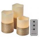 LED decoration – 3x wax candle with string, 3x 3x AAA, indoor, vintage, controller, EMOS
