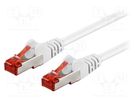 Patch cord; S/FTP; 6; stranded; CCA; PVC; white; 0.25m; 27AWG Goobay
