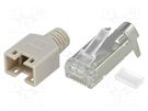 Plug; RJ45; PIN: 8; shielded,with strain relief; gold-plated; grey CONNFLY