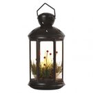 LED decoration – Christmas lantern with candles, black, 35.5 cm, 3x C, indoor, vintage, EMOS