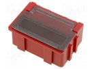 Bin; ESD; 37x12x15mm; ABS,copolymer styrene; red,transparent LICEFA