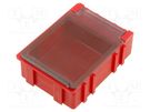 Bin; ESD; 41x37x15mm; ABS,copolymer styrene; red,transparent LICEFA