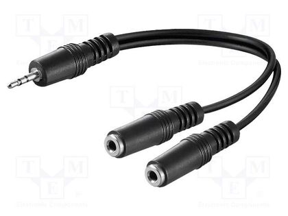Cable; Jack 3.5mm 3pin socket x2,Jack 3.5mm 3pin plug; 0.2m Goobay AVK-317-0020