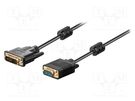 Cable; D-Sub 15pin HD plug,DVI-I (24+5) plug; 2m; black Goobay