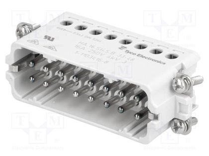 Connector: HDC; male; HTS HA; PIN: 16; size 9 (3 x 5); 16A; 250V TE Connectivity 1-1103416-8