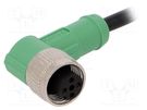 Connection lead; M12; PIN: 4; angled; 3m; plug; 250VAC; 4A; -25÷90°C PHOENIX CONTACT