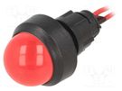 Indicator: LED; prominent; red; 230VDC; 230VAC; Ø13mm; IP40; plastic POLAM-ELTA