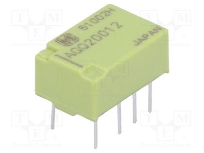 Relay: electromagnetic; DPDT; Ucoil: 12VDC; Icontacts max: 2A; PCB PANASONIC AGQ20012