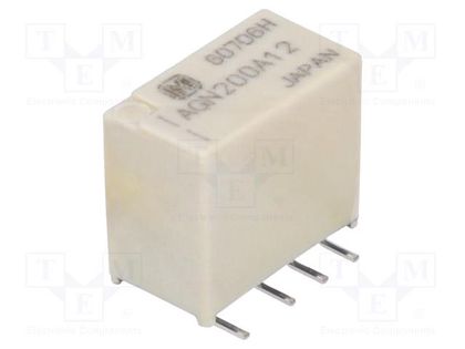 Relay: electromagnetic; DPDT; Ucoil: 12VDC; Icontacts max: 1A; SMT PANASONIC AGN200A12