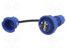 Connector: AC supply; male; plug; 2P+PE; 250VAC; 16A; blue; PIN: 3 PCE