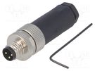 Connector: M8; male; PIN: 3; straight; unshielded; for cable; plug TE Connectivity