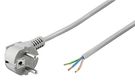 Angled Protective Contact Cable for Assembly, 2 m, Grey, 2 m - safety plug (type F, CEE 7/7) > Loose cable ends