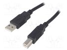 Cable; USB 2.0; USB A plug,USB B plug; 1m; black; Core: Cu BQ CABLE