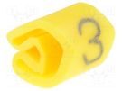 Markers; Marking: 3; 3÷5mm; PVC; yellow; -30÷80°C; leaded; UL94V-0 WEIDMÜLLER
